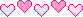 flashing pink hearts on a string